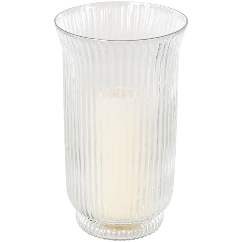 Deco 79 Glass Decorative Candle Holder Ribbed Candle Stand with Elevated Base, Candlestick Holder 6" x 6" x 11", Clear - size: 6" x 6" x 11"