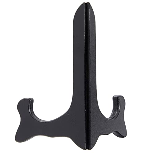 Juvale Wooden Plate Stands for Display - Plate Holders for Showcasing Collectible Items - Photo & Artwork Picture Holders for Tables - Lightweight & Sturdy Wood Display Stand - 6-Pack, 6 in, Black