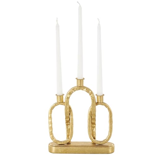 Deco 79 Metal Decorative Candle Holder Interlocked Chains Candle Stand with Rectangle Base, Candlestick Holder 9" x 2" x 10", Gold - color: Gold, size: 9" x 2" x 10"