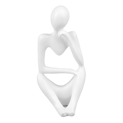 Abstract Thinker Statue | Synthetic Home Accent for Living Room/Office Desk/Bookshelf | Hollow Design Art Sculpture Collectible Present (White Left) - style: White Left