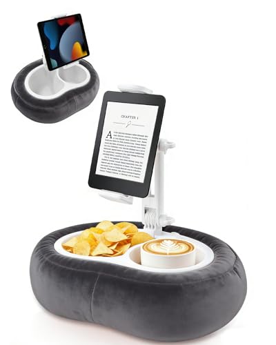 Miledi Tablet Pillow Stand, Compatible with 4.7"-12.9" Kindle, iPad, Phone/Tablet, 360° Rotating Phone Holder for Bed, Detachable Bowl, Reading and Relaxation on Bed (Black) - color: Black