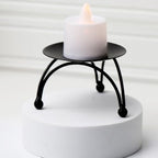 Geesatis 2 Pcs Candlesticks for Pillar Candles Metal Modern Style Pillar Candle Holder Stand Plate Candle Tray for Party, Black - color: Black