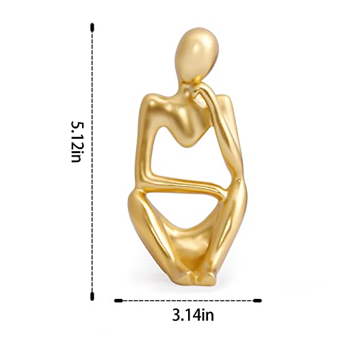 INNOLITES Resin Statue Thinker Style Decoration Abstract Sculptures Collectible Figurines for Home Decor Modern Office Shelf Desktop（Gold-Right - color: Gold-right
