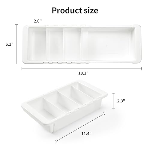 Plastic Drawers Organizer for Office Bathroom Bedroom Kitchen Desk - 1 Layers More White Storage Tray - Expandable 11.4-18.1 Inches (DEEP 2.3") - size: DEEP 2.3"
