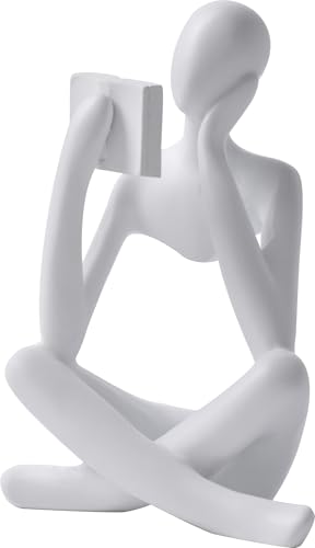 Style-B White, Creative Abstract Thinker Bookend for Home Aesthetic, Study, and Wine Cabinet – Stylish Shelf Decor Accent and Thoughtful Gift for Living Room, Bar, or Coffee Shop - color: Reader-white-b
