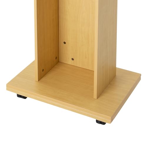 Oak Mobile 43.3" Height Rolling Podium, 3-Tier Movable Desk Lectern Laptop Workstation W/ 4 Wheels Conference Presentation Stand Portable Presentation Standing for Classroom, Church - color: Oak