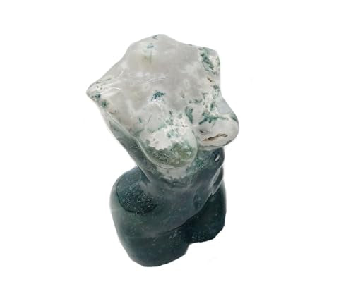 Natural Ocean Grass Agate Crystal Female Model Figurine Hand Carved Body Sculpture Statue Gemstone Small Figurine Reiki 3 Inch Home Office Decor Ornaments 100-150 Grams - color: Ocean Grass Agate