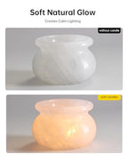 Natural Calcite Tealight Candle Holder, Crystal Bowl, Hand Carved Solid Stone Bowl, Unique Crystal Pattern, Decorative Candle Holder for Home Decor, Bathroom, Meditation, Gift
