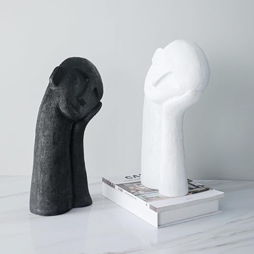 Cool Stuff to Put on Shelves Sculptures Decoration Modern Abstract Art Deco Sculpture Figures Items for Living Room Bedroom Office Table Room Decor Aesthetic(Black C) - color: Black C