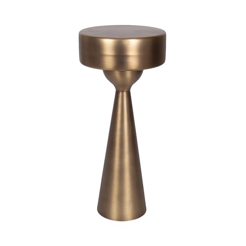 Kate and Laurel Solbrett Modern Sophisticated Metal Drink Table, 10 x 10 x 22, Antique Brass, Contemporary Mini Pedestal Table with Unique Sculptural Design for Use as Indoor Plant Stand - color: Gold