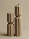 LAWA Hourglass Pillar Candle - Large Beautiful Handmade Pillar Scented Soy Wax Candle Elegant Bubble Aesthetic Candle Housewarming Gift Home Room Shelf Decor Idea Sandstone (Set of 2) - color: Sandstone
