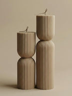 LAWA Hourglass Pillar Candle - Large Beautiful Handmade Pillar Scented Soy Wax Candle Elegant Bubble Aesthetic Candle Housewarming Gift Home Room Shelf Decor Idea Sandstone (Set of 2) - color: Sandstone
