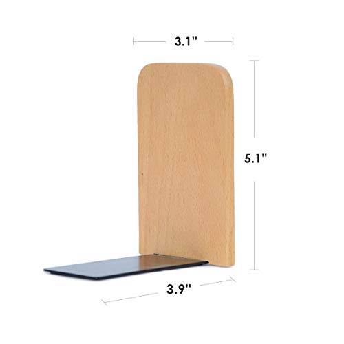 Pandapark Wood Bookends,Non-Skid Bookend for Shelves,Heavy Duty Bookends,Book Stand for Books/CDs,1 Pair - color: Beech-a