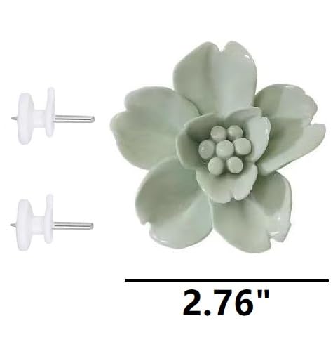 Snow Lotus，2.76" Ceramic Flower Wall Art, Artificial 3D Flower Wall Art, Handmade 3D Wall Art Hanging Sculpture, Porcelain Flower Wall Decoration for Home Office Decor (Light Green) - color: Light Green,Snow Lotus,2.76"