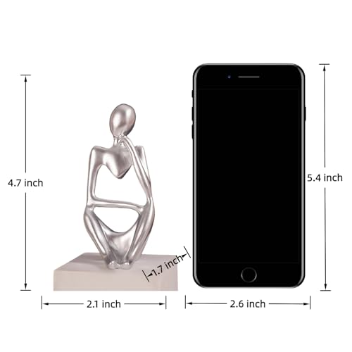 Minimalist Thinker Statue - Abstract Sculpture for Home & Office Decor | Boho Shelf & Coffee Table Accent (Righteous Reflection-Silvery) - color: Righteous Reflection-silvery