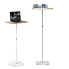 Small Laptop Standing Desk, 18“H - 46”H Adjustable Height Pedestal Side Table with Wooden Top, Portable Tall End Table, Stand-Up Desk for Bedside, Couch, Sofa, Living Room, Bedroom, Home Office, White - color: White