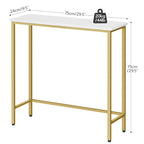 HOOBRO Narrow Console Table, 29.5" Small Entryway Table, Thin Sofa Table, Side Table, Display Table, for Hallway, Bedroom, Living Room, Foyer, White and Gold DW75XG01 - color: White + Gold