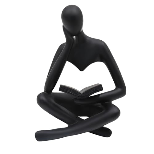 Reading Women Statue, Thinker Sculptures, Abstract Art Ornament, Modern Aesthetic Figurine Decoration, Suitable for Home Living Room Bedroom Office Shelf Table Desk Bookshelf Decor - color: Black Left, size: Small