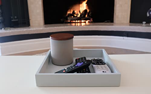 10"x10" Small Square Wood Decorative Tray for Office, Ottoman, Bathroom, Entry, Remote Controls, Countertop Organizer, Candle Tray - Harbor Gray - color: Harbor Grey
