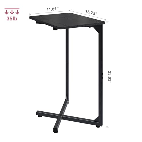 NEFROM C-Shaped End Table, Small Couch Side Table, Sofa TV Tray Table for Living Room, Bedroom, Bedside ET-X-BKW1 - color: Black