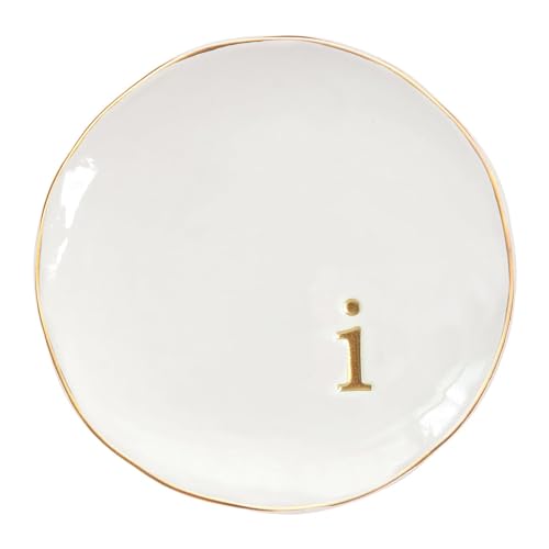 COLLECTIVE HOME - Ceramic Jewelry Tray, Decorative Trinket Dish for Rings Earrings Necklaces Bracelet Watch Keys, Birthday Mother's Day Christmas Gift for Women, 4.75", Glossy (i) - color: I