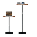 Small Laptop Standing Desk, Adjustable Height Pedestal End Table with Wooden Top, Portable Tall Side Table Workstation, Sit-Stand Desks for Bedside,Sofa,Couch, Living Room, Bedroom, Home Office, Brown - color: Rustic Brown