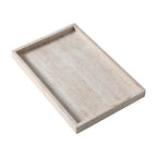 BUICCE Rectangular Decorative Serving Tray,Modern Travertine Large Coffee Table Tray
