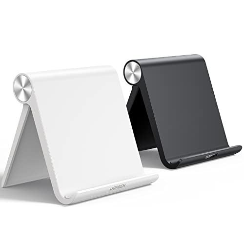 UGREEN Tablet Stand Holder for Desk 2 Pack Stand Compatible with iPad 10.2 11 Inch 9.7 Pro Mini 6 5 4 3, Desktop Portable Phone Holder Adjustable Home Office Accessories, Black and White - color: Multi