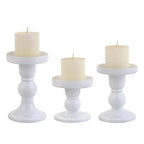 3-Piece Set of White Glass Candlestick, Crystal Candlestick Holder Holder and Conical Candle, Christmas Candle Holder Decoration, Family Living Room Wedding Candle Holder (white1set) - color: White