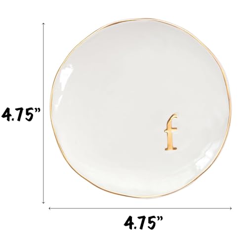 COLLECTIVE HOME - Ceramic Jewelry Tray, Decorative Trinket Dish for Rings Earrings Necklaces Bracelet Watch Keys, Birthday Mother's Day Christmas Gift for Women, 4.75", Glossy (f) - color: F
