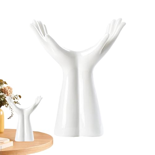 Human Hand Vase - Hand Shape Boho Vase for Flowers, Artistic Ceramic Sculpture Pot, Unique Decor Piece | for Living Room Tabletop Bedroom Shelf Entryway Home Art Bohemian Decoration