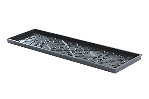 Anji Mountain AMB0BT4F-018 Black Rubber Boot/Shoe Tray with Coir, Fits 4 Pair (46.5" Wide), Rectangle Embossed Insert - color: Rectangle Embossed Insert, size: 46" x 14" x 1.5"