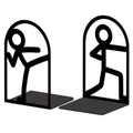 Peacoblue Metal Bookends for Shelves, Modern Decorative Heavy Duty Study Book Ends Stoppers for Office, Desk, Shelf, Room 5.3"x4.3"x7.9" Cast Iron Simple Tall Bookends 1 Pair (Stickman) - style: Stickman