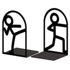 Peacoblue Metal Bookends for Shelves, Modern Decorative Heavy Duty Study Book Ends Stoppers for Office, Desk, Shelf, Room 5.3"x4.3"x7.9" Cast Iron Simple Tall Bookends 1 Pair (Stickman) - style: Stickman