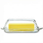 7 Inches Glass Butter Dish with Lid for Countertop - Crystal Glass Butter Keeper Elegant Clear Butter Holder Tray for 1 Stick East Coast,Dishwasher Safe - size: 7.3*2.9*2.2inch