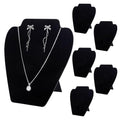 TENINYU Black Necklace Earring Jewelry Display Stand, 8 x 7 Inch Foldable Black Velvet Necklace Bust Easel Chain Holder Organizer Rack for Home or Store Show (6 Pack) - size: 6 Pack