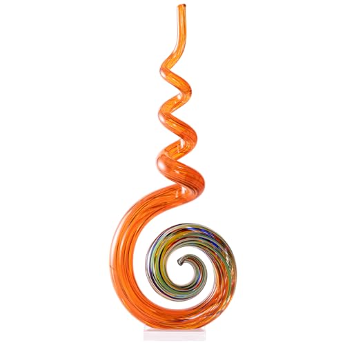 15" Tall Hand-Blown Murano-Style Glass Sculpture Statues Art Ornament Statue Figurines Home Decor Accent Piece Coastal Ocean Nautical Home Decor,Shelf,TV Stand,Tabletop Centerpieces,Wonderful Gift - color: Red