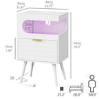 Veegle Nightstand,Modern Bedside Table with Storage Drawer and Open Wood Shelf, Accent Night Stand with Solid Wood Legs for Living Room, Bedroom and Small Spaces,Easy Assembly (White) - color: White