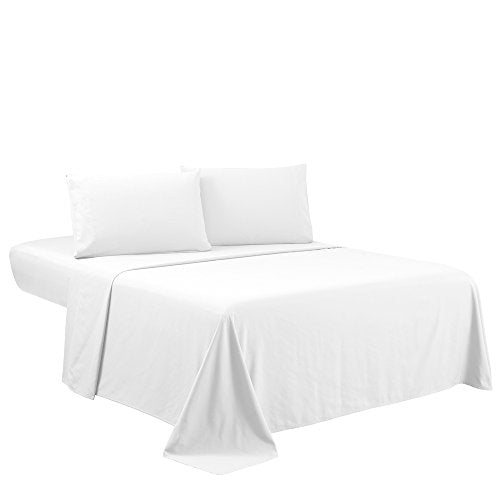 Sfoothome Queen Sheets Set - White Hotel Luxury 4-Piece Bed Set, Extra Deep Pocket, 1800 Series Bedding Set, Sheet & Pillow Case Set (Queen, White) - color: White-4 Pieces, size: Queen