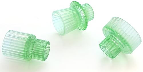 Vixdonos Colorful Glass Candlestick Holders Tealight Candle Holder Set for Table Centerpieces, Wedding Decor and Dinner Party (3 Pcs, Green White Gradient) - color: Green White Gradient, size: 3 Pcs