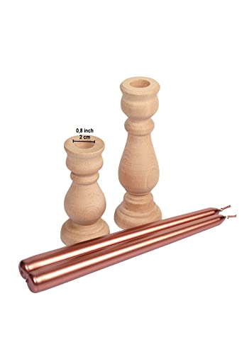 Wooden Candle Holder Set of 2,Rustic Farmhouse Candle Holder,Handmade Candle Holder,Wooden Accordion Candle Holders,Console Table Decoration Pieces,Luxury Fireplace Candle Holder
