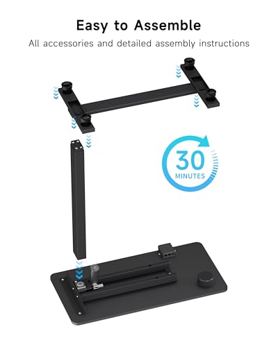 BIZUM Small Electric Standing Desk Bedside Table with Hidden Wheels 31.5 x 15.8 Inch Adjustable Computer Laptop Office Desk, Black - color: Black