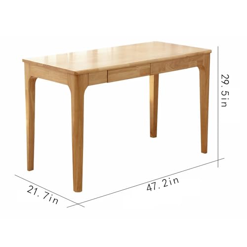 Solid Wood Desk with Drawers, Small Computer Desk for Small Spaces, Gaming Study Home Office Desks for Work, Student PC Desk for Bedroom, Escritorios para Cuartos (Wood Color, 47inch) - color: Wood Color, size: 47inch