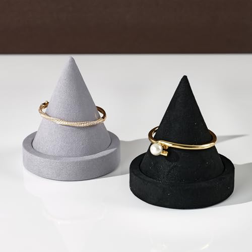 Microfiber Single Bracelet Bangle Display Stand Jewelry Bracelet Bangle Cone Display for Selling(Black) - color: Black