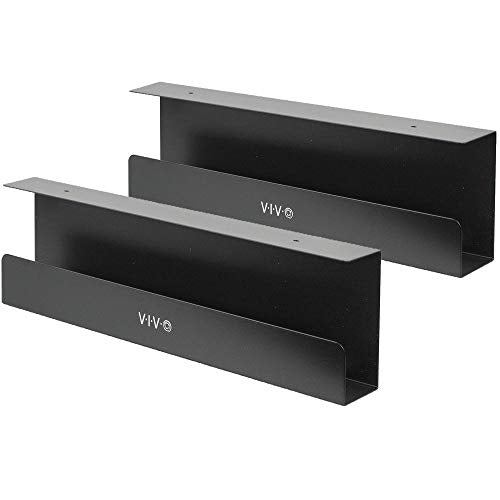 VIVO Under Desk 17 inch Cable Management Trays, Power Strip Holders, Cord Organizers, Wire Tamers for Office and Home, Black, 2 Pack, DESK-AC06-2C - color: Black, size: Standard