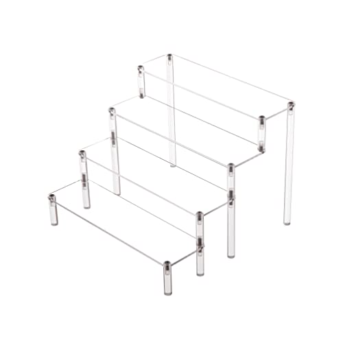 BYCY Acrylic 4-Tier Riser Display Shelf for Figurines, Desserts Holder, Collections Organizer and Cosmetic Items Shelf (4tier-Clear) - color: 4tier-clear