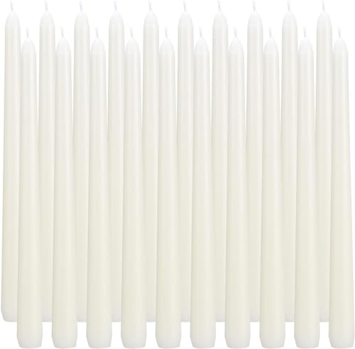 20 Ivory 10 Inch Unscented Smokeless Taper Candles with Cotton Wick, 7+ Hours of Long Lasting Burn, Great for Halloween,Home Decor & Parties, Beautiful Gifts! - color: 20Pack-Ivory-10inch