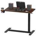 FLEXISPOT Medical Adjustable Overbed Bedside Table with Wheels Pneumatic Mobile Standing Desk Laptop Desk Rolling Computer Cart Movable Table Hospital Home Use(31.5" W x 17.7" D, Mahogany Large) - color: Mahogany, size: Large