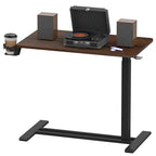 FLEXISPOT Medical Adjustable Overbed Bedside Table with Wheels Pneumatic Mobile Standing Desk Laptop Desk Rolling Computer Cart Movable Table Hospital Home Use(31.5" W x 17.7" D, Mahogany Large) - color: Mahogany, size: Large