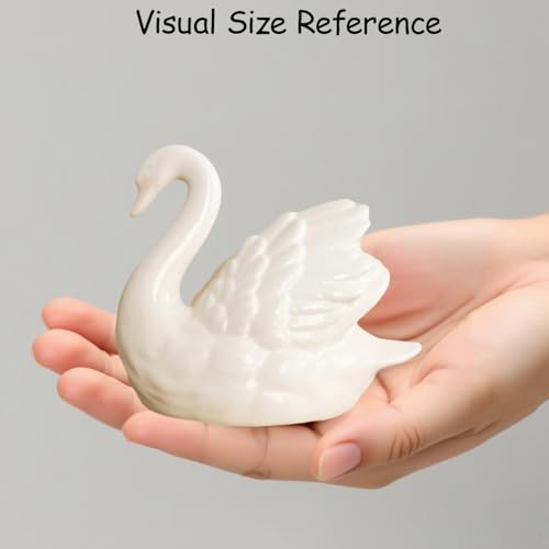 Ceramic Swan Figurine - Modern Minimalist Porcelain Statue Art Decor, Knick Knacks Home Decor for Living Room, Office, Desk, Shelf Decoration (White) - color: White